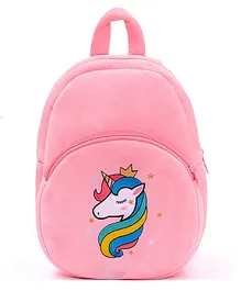 Frantic Premium Velvet Pink Unicorn Bag - 14 Inches