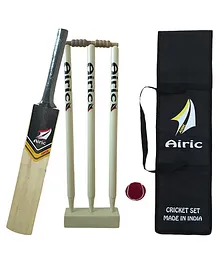 Airic Kashmiri Popular Willow Cricket Kit With Ball Wickets And Bag (Size 1 For 4 to 5 Years) Cricket Kit - Multicolor
