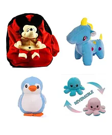 Deals India Toddler Plush Mickey Backpack Unicorn Penguin and Octopus Multicolour - 14.91 Inches