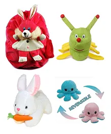 Deals India Toddler Pink Plush Rabbit Backpack Rabbit with Carrot Caterpillar and Octopus - Bag Height 15 Inches