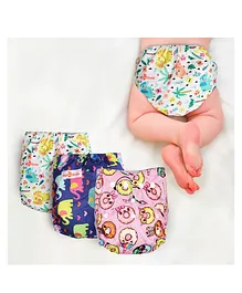 My NewBorn Washable Reusable Printed Cloth Diapers Pack Of 3 - Multicolour