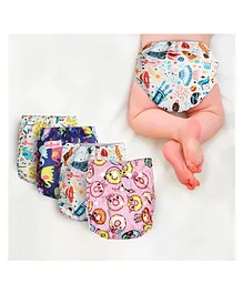 My NewBorn Washable Reusable Printed Cloth Diapers Pack Of 4 - Multicolour