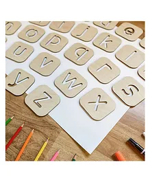 Whittlewud English Uppercase Alphabet Tracing Stencil Set Wood Toy Educational Toy Learn Create Play Tracing Board Early Learning - 26 Pieces