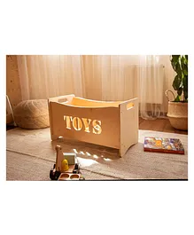 Whittlewud Wooden Toy Box For Toddler Playroom - Beige 