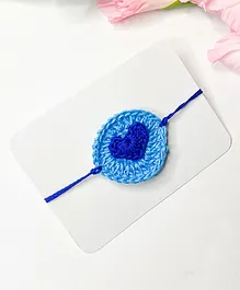 Bobbles & Scallops Crochet Heart Rakhi - Blue