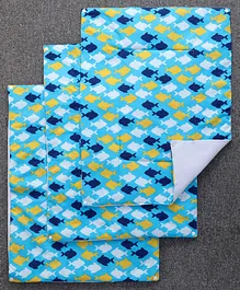 Babyhug Diaper Changing Mat Set of 3 with Removable Waterproof Sheet Fish Print- Blue