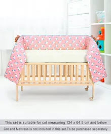 Babyhug Cotton Cot Bumpers Unicorn Print- Pink