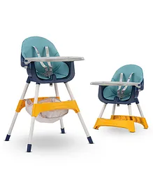 Baybee 2 in 1 High Chair with Two Height Adjustable, Tray, Safety Belt & Basket - Blue