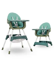 Baybee 2 in 1 High Chair With Two Height Adjustable, Tray, Safety Belt & Basket - Green