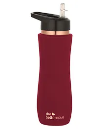 The Better Home Water Bottle With Sipper 100% Pure Copper Bottle BPA Free & Non Toxic Water Bottle With Anti Oxidant Properties of Copper Maroon- 700ml 