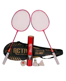 MEGAPLAY ACTIVE Badminton Racket with Active Feather Shuttlecock 10 Pieces White(Colour May Vary) 