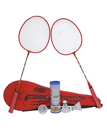MEGAPLAY Force Badminton Racket & Wonder 5 Pieces Plastic Shuttlecock Set - White (Color May Vary)