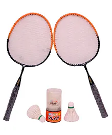 Mega Play Punch Badminton Racket with Play Feather Shuttlecock 3 Pcs White Set -( Color May Vary)