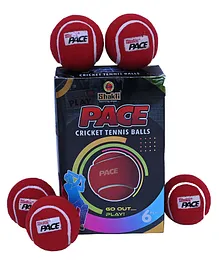 Megaplay Pace Cricket Tennis Ball Pack of 6 - Red