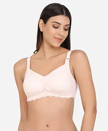 MAMMA PRESTO Striped Full Coverage Seamless Micro Fabric Lightly Padded Breathable Maternity Bra With Centre Front Access - Beige