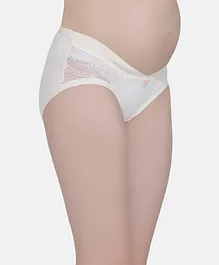 MAMMA PRESTO Solid Lace Detail Low Rise Pregnancy Panty - Beige