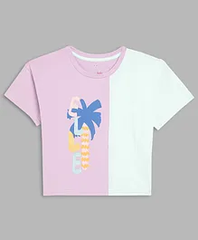 Elle Kids Short Sleeves Palm Tree Print Top - Purple