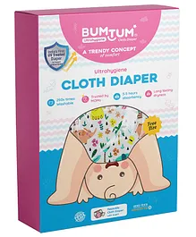 Bumtum Ultra Hygiene Free Size Reusable Cloth Diaper Jungle Print- Multicolour