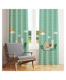 Peach Cuddle Printed Curtain For Kids Room Pack of 2- Multicolour