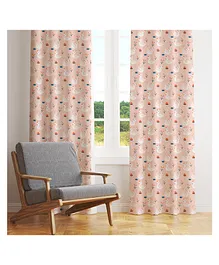 Peach Cuddle Printed Curtain For Kids Room Pack Of 2 - Multicolour