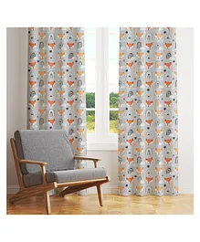 Peach Cuddle Printed Curtain For Kids Room Pack Of 2 - Multicolour