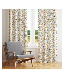 Peach Cuddle Printed Curtain For Kids Room Pack Of 2 - Multicolour