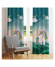 Peach Cuddle Printed Curtain For Kids Room Pack Of 2 - Multicolour