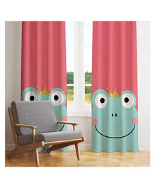 Peach Cuddle Printed Curtain For Kids Room - Pink