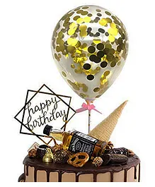 Hippity Hop Balloon Cake Topper 5 inch Confetti Happy Birthday Cup cake Topper Pack of 3- Multicolor