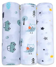 LazyToddler Cotton Organic Muslin Baby Swaddles Pack Of 3 - Multicolor
