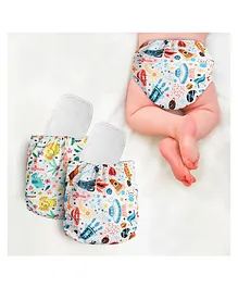 My NewBorn Washable Reusable Printed Cloth Diapers Pack Of 2 - Multicolour