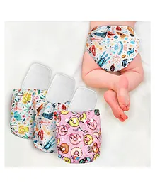 My NewBorn Washable Reusable Designer Microfibre Inserts Diapers for Babies Pack of 3 - Multicolor
