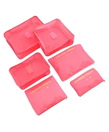 Multi Utility Organizer Pouch Cum travel Kit Pink - Set of 6