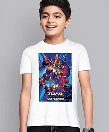 Kidsville Half Sleeves Thor Love & Thunder Print Tee - White