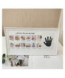 VISMIINTREND Baby First Year 12 Months Picture Frame with Foot & Hand Print - White