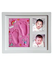 Vismiintrend Baby Clay Hand and Footprint Mud Kit with Picture Slots and Decorative Ornaments - Pink