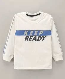 Doreme Full Sleeves T-Shirt Text Print - Off White