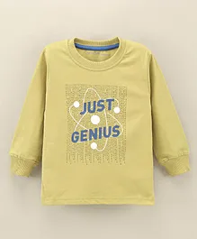 Doreme Full Sleeves T-Shirt Text Print - Yellow