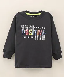 Doreme Full Sleeves T-Shirt Text Print - Blue