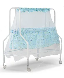 Baybee Enchant Cotton Swing Cradle with Mosquito Net & Wheels (Colour May Vary)