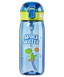 Wishkey Transparent Water Bottle With Straw Portable Holder Cartoon Printed - 630 ml (Colour May Vary)