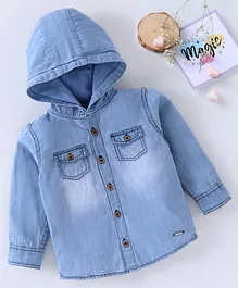 Babyoye Full Sleeves 100% Denim Washed Shirt - Blue