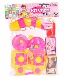 Leemo Toys Kitchen Pink and Yellow - 22 Pieces