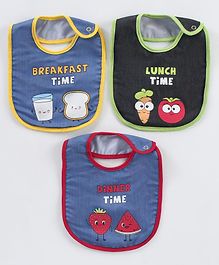 ZOE Denim Bibs Meal Time Print Pack of 3 - Black