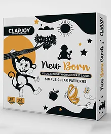Clapjoy Black and White Flash Cards for Infant Babies Montessori Sensory Cards Best Gift for New Born Babies - 20 Cards