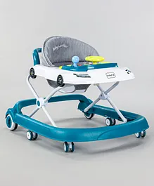 Babyhug Little Racer Car Shape Walker With Adjustable Height- Sea Green