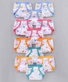 Babyhug Muslin Cotton Reusable Velcro Printed Cloth Nappies Small Set of 12 - Multicolor