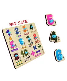Enorme Big Wooden Numbers Puzzle with Knobs Multicolour - 10 Pieces