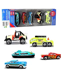 Enorme Mini City Die Cast Metal Pull Back Friction Cars Toy Pack of 5 - Multicolor
