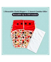 Purple Turtle Washable and Reusable Cloth Diaper with Inserts Pack of 1 - Orange
